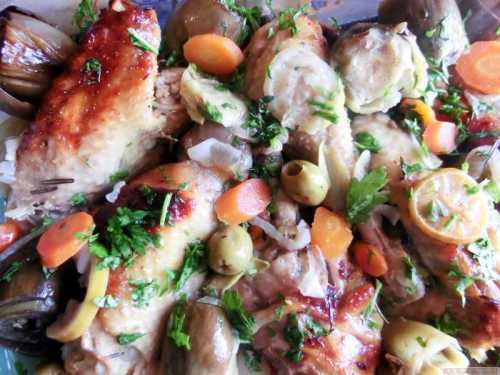 Cocos tanar cu anghinare si masline - mancare traditionala italiana