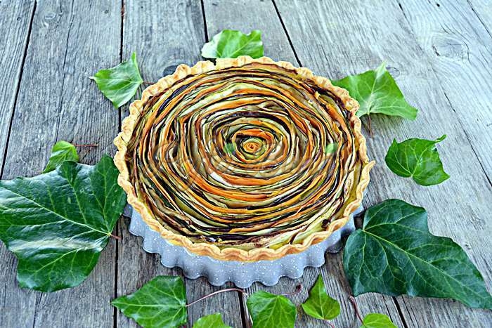 Tarta curcubeu cu vinete, dovlecei, morcov si branza