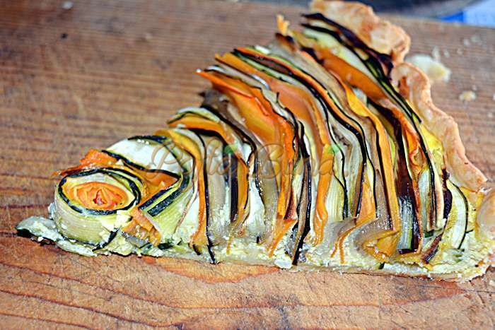 Tarta curcubeu cu vinete, dovlecei, morcov si branza