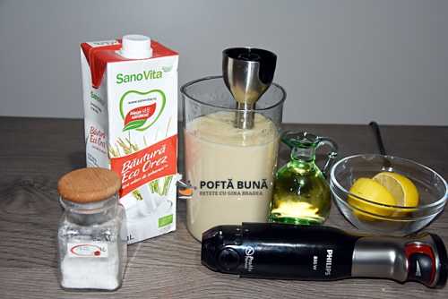 Maioneza de post din lapte de orez, migdale sau soia, reteta rapida