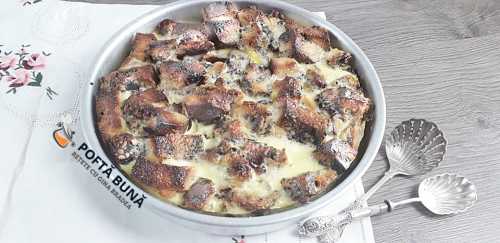 Budinca din cozonac, cu stafide si rom, reteta simpla