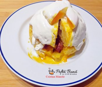 Bulz rasturnat cu muschi afumat si ou posat, reteta traditionala