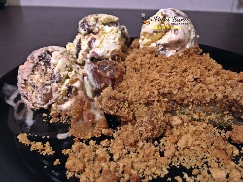 Crumble de mere cu inghetata, reteta simpla si rapida