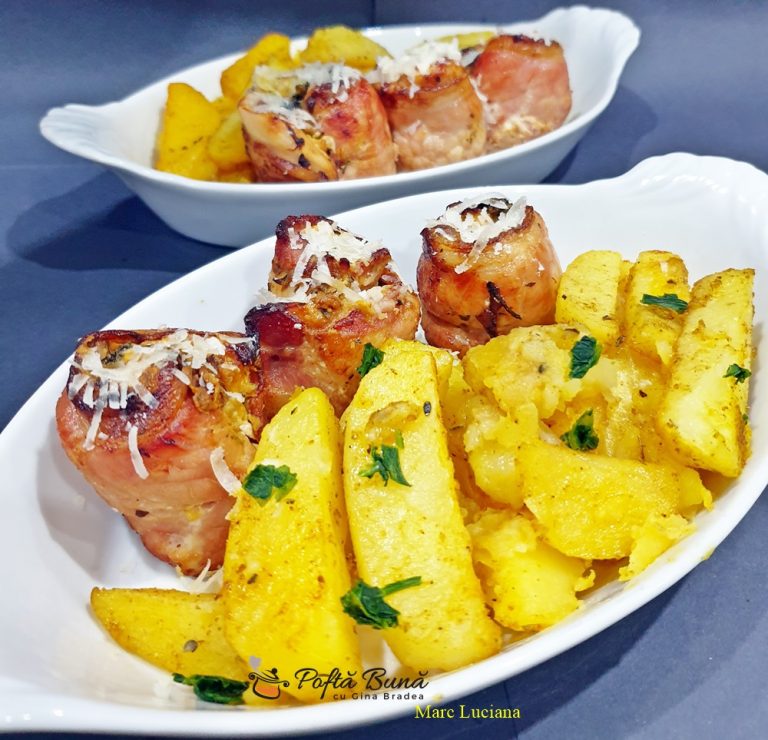 Rulada din piept de pui cu bacon, mustar si ierburi aromate