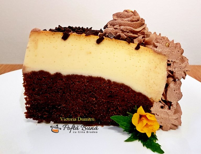 Chocoflan sau prajitura imposibila, tort cu cacao si crema de zahar ars
