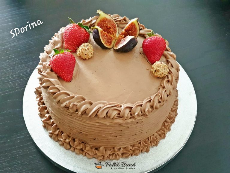 Tort cu crema de ciocolata cu mascarpone si visine,