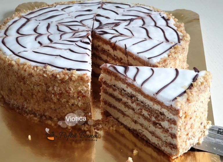 Tort Luiza cu foi bezea cu nuca si crema fina de galbenusuri cu unt