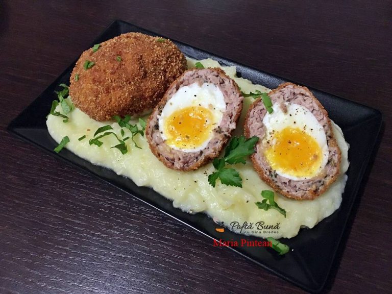 Oua scotiene, reteta de chiftele din carne tocata, umplute cu oua fierte