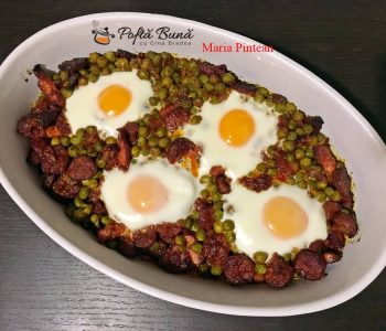 Mazare cu chorizo si oua la cuptor Mazare cu chorizo si oua la cuptor