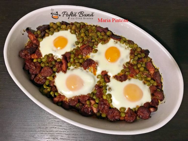 Mazare cu chorizo si oua la cuptor
