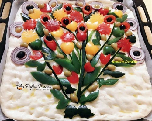 focaccia buchet flori reteta italiana 3 500x398 - Focaccia Buchet de flori