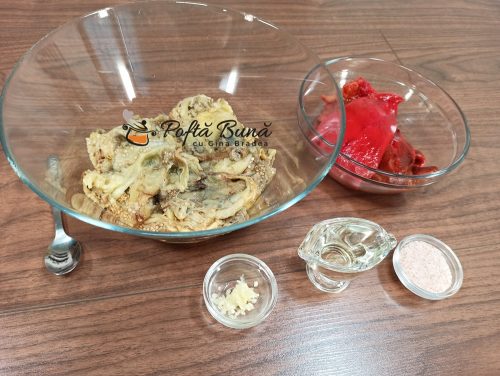 Salata de vinete cu ardei copti si usturoi Salata de vinete cu ardei copti si usturoi