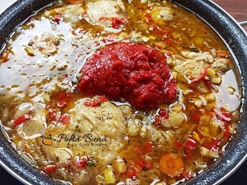 Tocanita de pui cu ceapa rosii si ardei reteta gina bradea 16 500x376 - Tocanita de pui cu ceapa, ardei si rosii