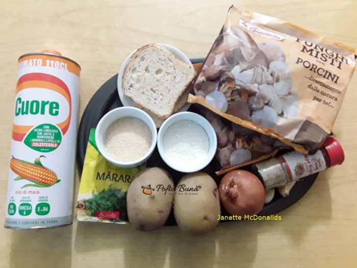 Ingrediente pentru chiftelele din ciuperci Ingrediente pentru chiftelele din ciuperci