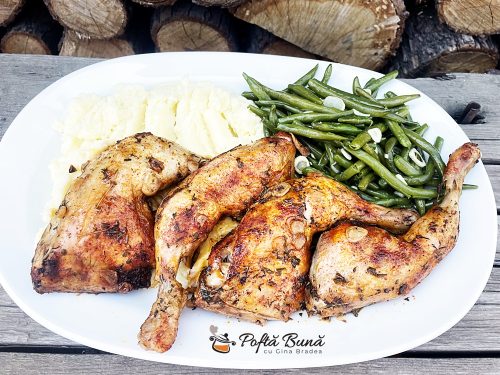 Pulpe de pui cu vin si usturoi, la cuptor