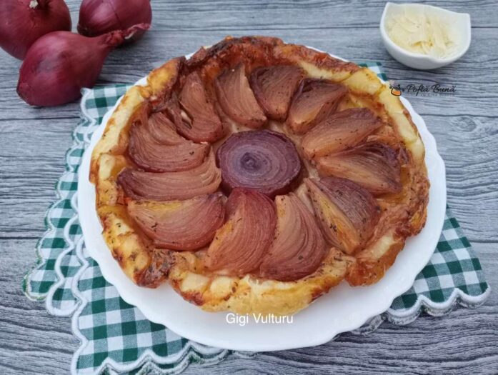 Tarta din foietaj cu ceapa rosie