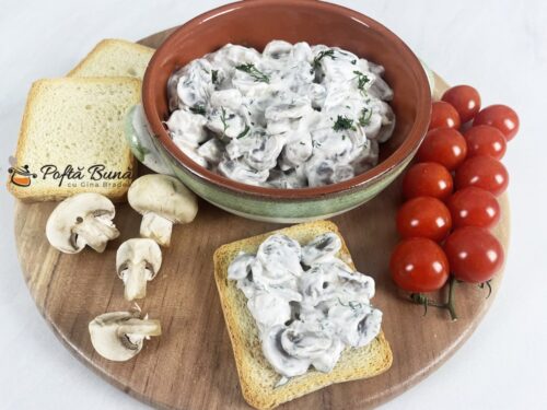 Salata de ciuperci cu maioneza, iaurt si usturoi