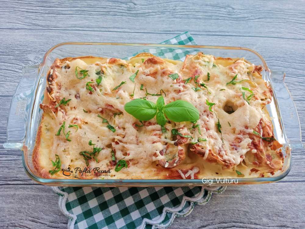 Rulouri din foi de lasagna, spanac si ricotta