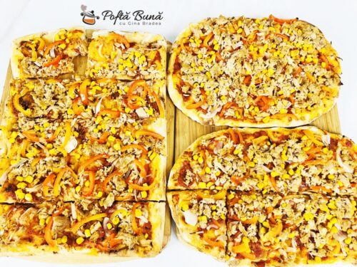 Pizza cu ton, ceapa si porumb