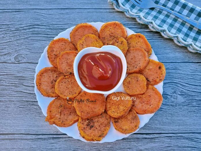 Cartofi dulci cu piept de pui la cuptor cartofi dulci cu usturoi si cimbru reteta gina bradea 1 697x525 - Cartofi dulci cu piept de pui la cuptor