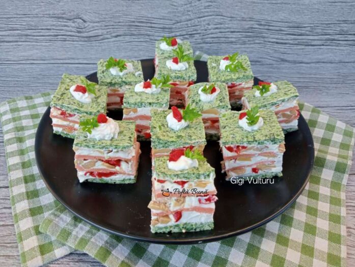 cuburi aperitiv reteta gina bradea 1 697x525 - Aperitive din paine cu pesto si cascaval
