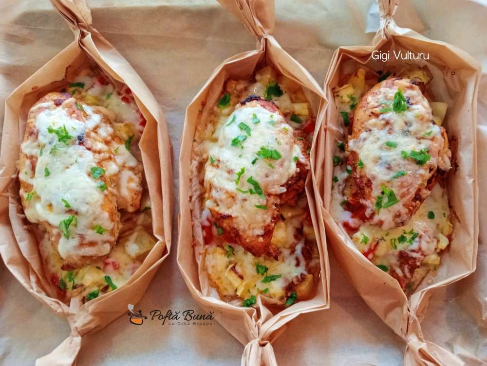 Pachetele din piept de pui cu legume la cuptor