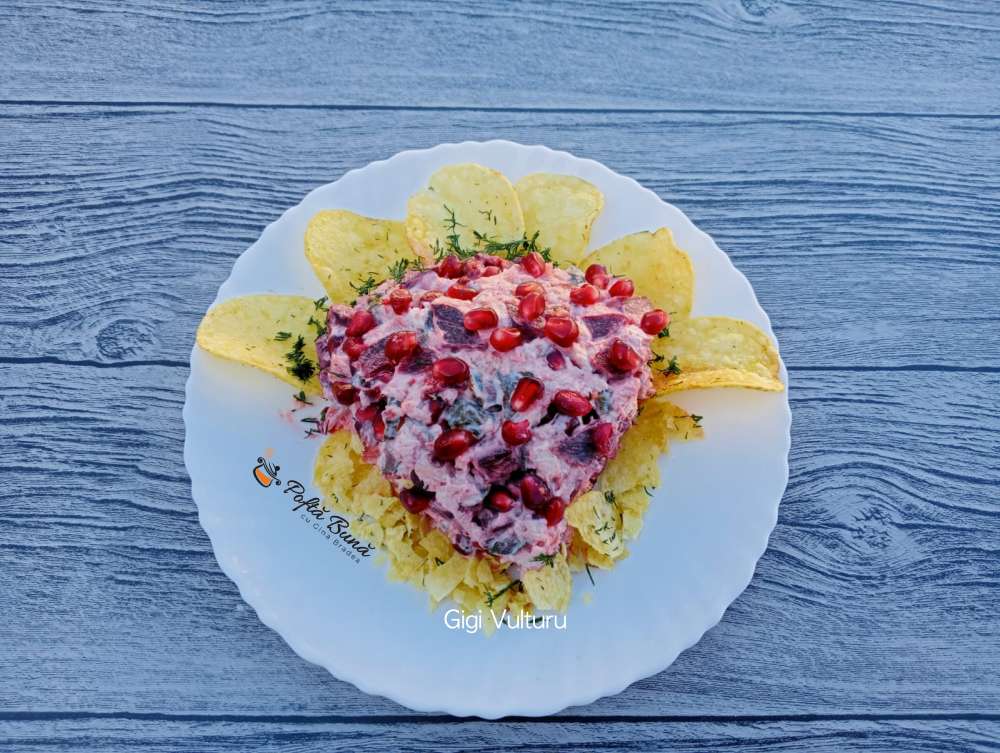salata sfecla rosie piept pui reteta gina bradea 1 - Salata de sfecla rosie cu piept de pui si rodie