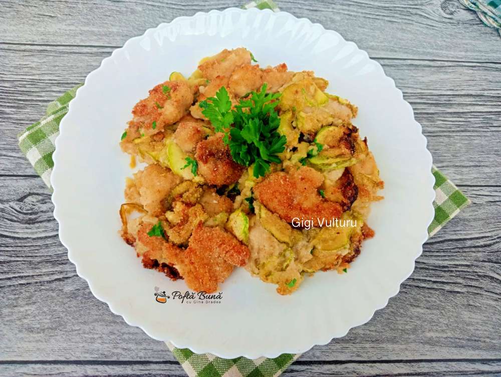 Dovlecei gratinati cu piept de pui dovlecei gratinati piept pui reteta gina bradea 2 - Dovlecei gratinati cu piept de pui