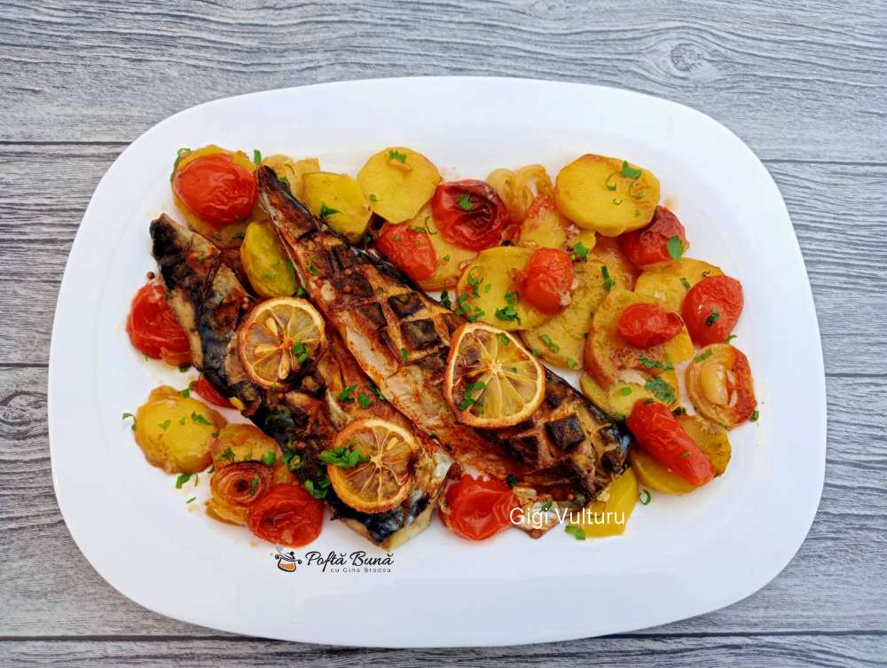 Macrou pe pat de cartofi macrou pe pat de legume reteta gina bradea 3 - Macrou pe pat de cartofi