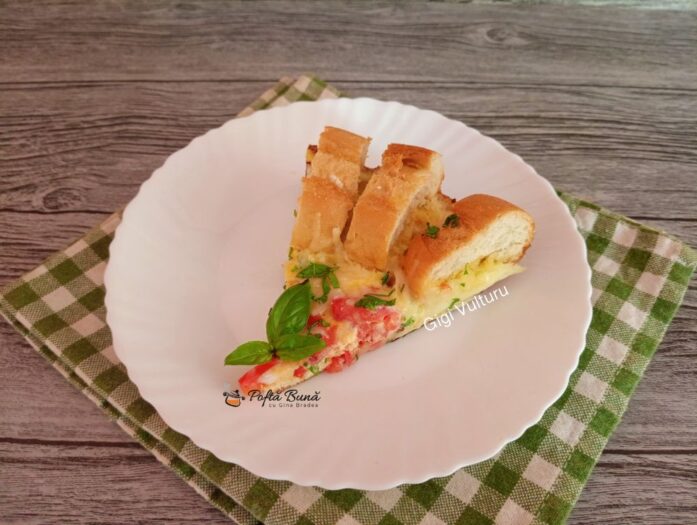 Legume cu oua la cuptor bagheta mozzarella oua reteta gina brade 2 697x525 - Legume cu oua la cuptor