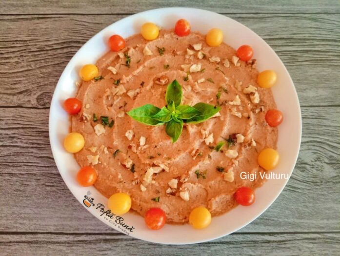 Pasta de naut cu vinete si ceapa