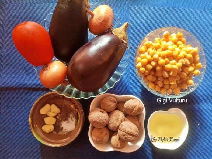 Pasta de naut cu vinete si ceapa