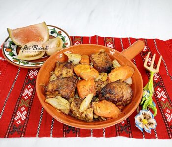 Friptura taraneasca de porc cu legume -cu untura, ceapa, morcov Friptura taraneasca de porc cu legume -cu untura, ceapa, morcov