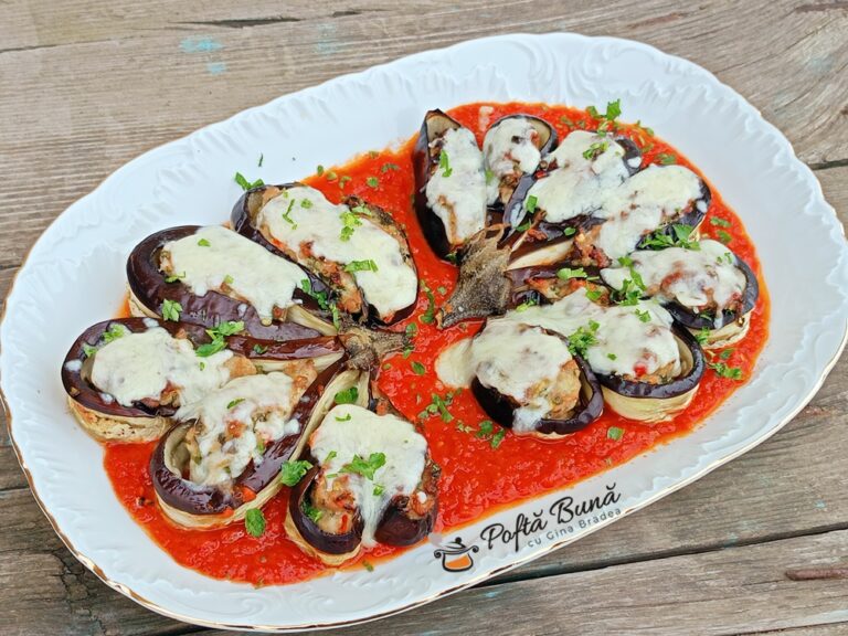 Flori din vinete - vinete umplute cu carne tocata