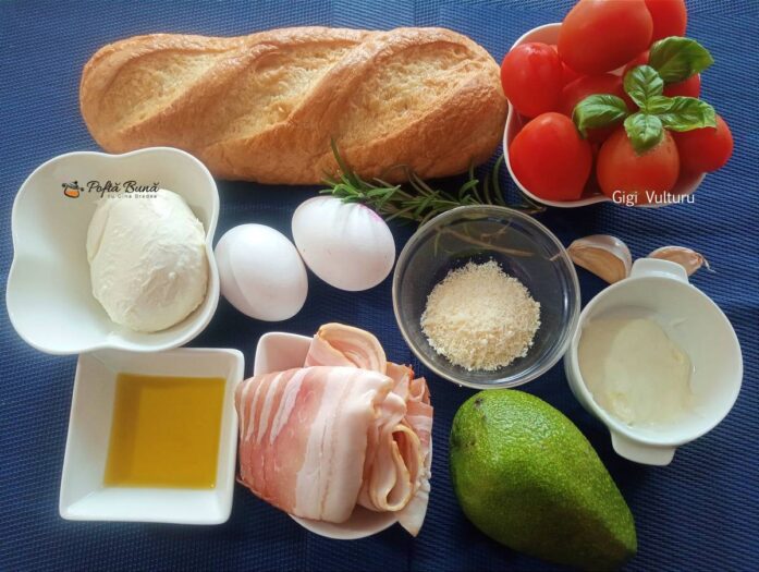 Bagheta cu rosii cherry, avocado si mozzarella Bagheta cu rosii cherry, avocado si mozzarella