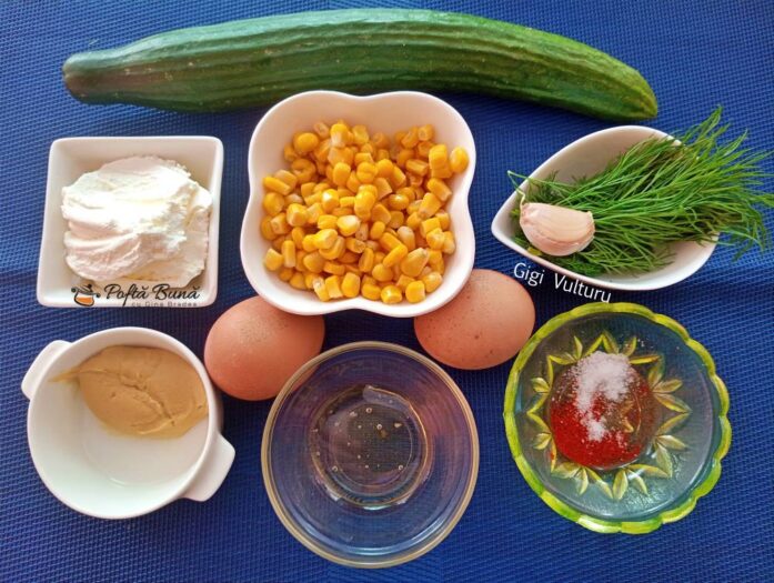 Salata de castraveti cu oua si porumb Salata de castraveti cu oua si porumb
