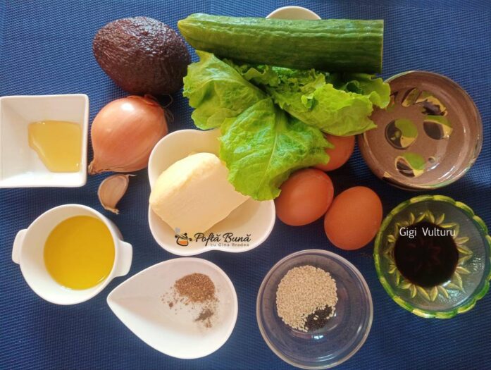 Salata de avocado cu castraveti, oua si salata verde salata avocado oua castraveti salata verde reteta gina bradea 3 697x525 - Salata de avocado cu castraveti, oua si salata verde
