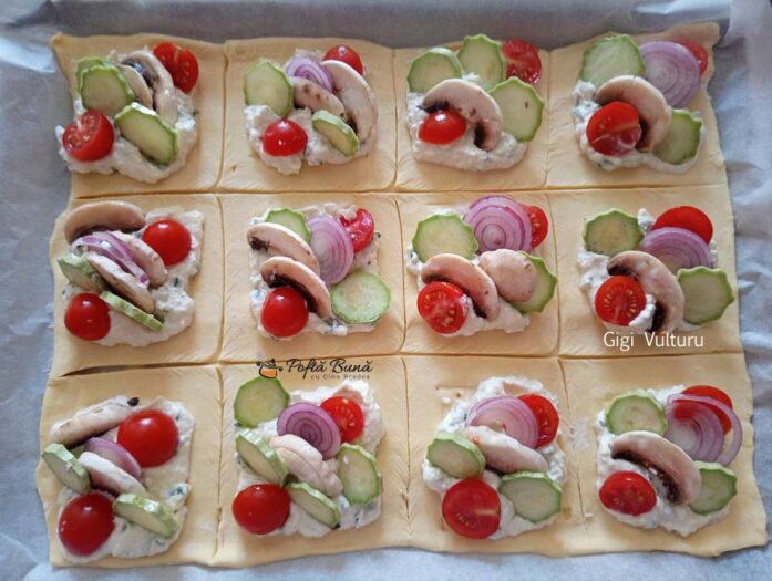 Mod de preparare - foietaj cu crema de branza si legume Mod de preparare - foietaj cu crema de branza si legume