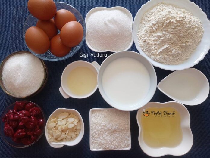 Ingrediente pentru prajitura cu visine si bezea