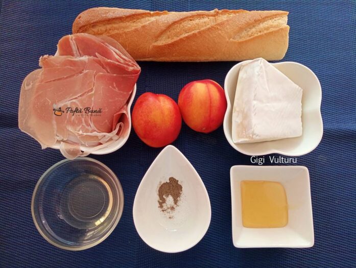Bruschete cu branza brie, prosciutto si nectarine bruschete branza brie prosciutto nectarine reteta gina bradea 2 697x525 - Bruschete cu branza brie, prosciutto si nectarine