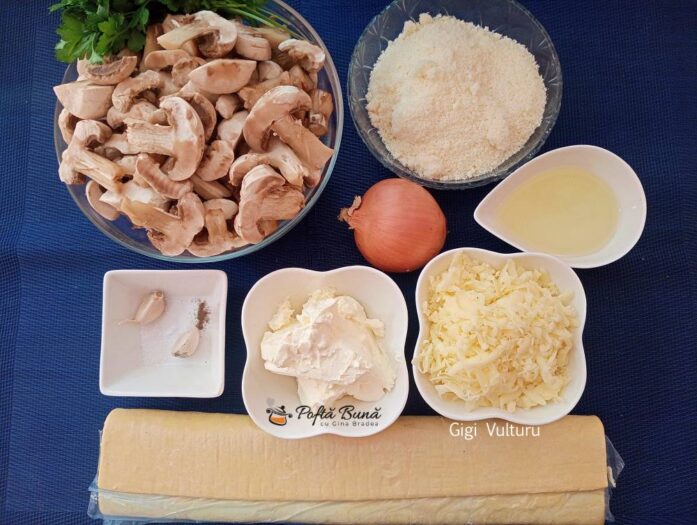 foietaj ciuperci cascaval reteta gina bradea 2 697x525 - Foietaj cu ciuperci si cascaval