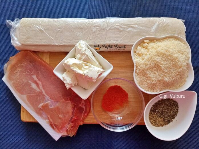 frigarui aluat pizza prosciutto reteta 2 697x525 - Frigarui din aluat de pizza si prosciutto