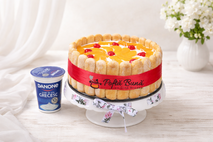 Tort cu iaurt si piersici fara coacere