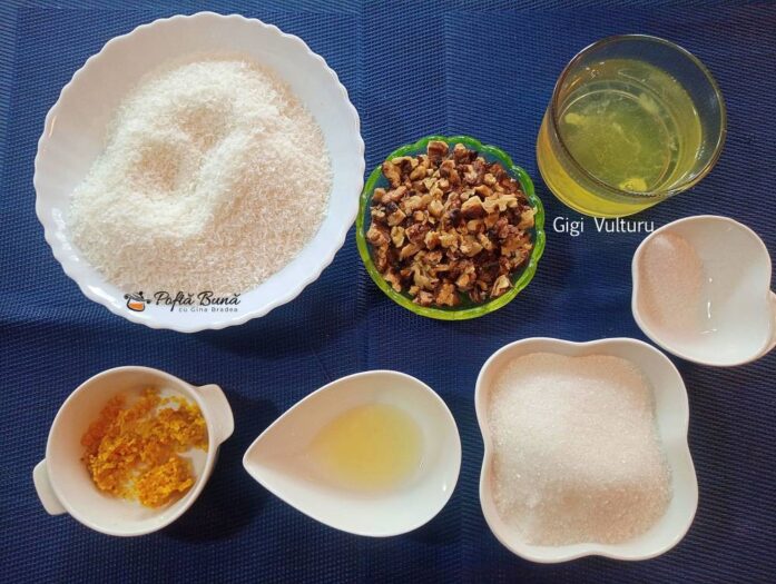 Biscuiti cu nuca de cocos, nuca si albusuri