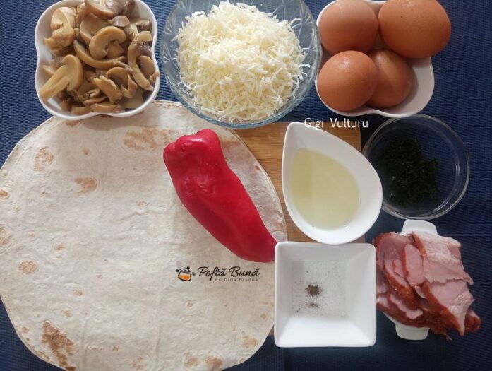 Lipie cu kaizer, oua si ciuperci