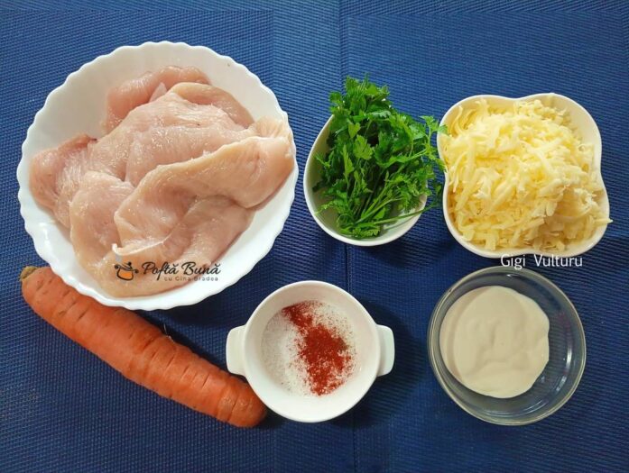 Rulouri din piept de pui cu morcov si mozzarella