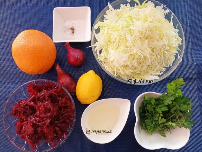 Salata de varza cu sfecla rosie si portocala