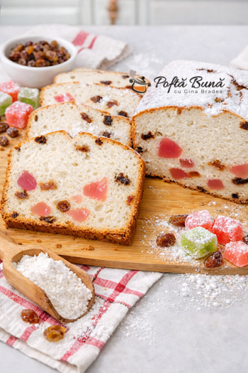 Chec din albusuri cu stafide si rahat, simplu si pufos