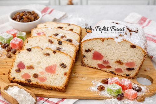 Chec din albusuri cu stafide si rahat, simplu si pufos