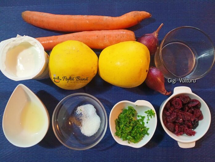 salata morcovi mere merisoare iaurt grecesc reteta gina bradea 3 697x525 - Salata de morcovi, mere, merisoare si iaurt grecesc
